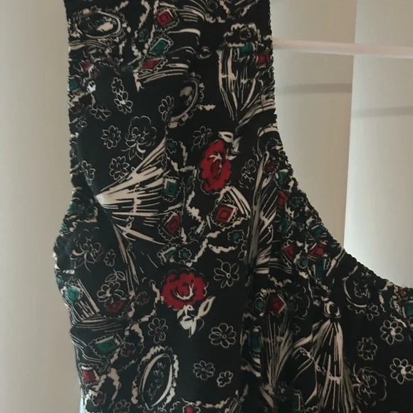 Spanish Fans print black blue and red PUG peasant top dress XL - Picture 3 of 6